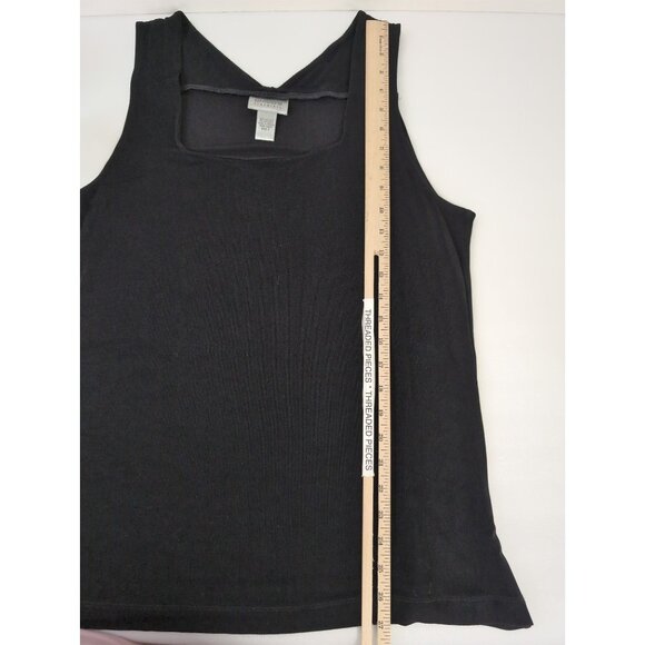 Chicos Travelers Tank Top Size 3 Womens XL Black Square Neck Slinky Casual Vaca‎ - Picture 7 of 8